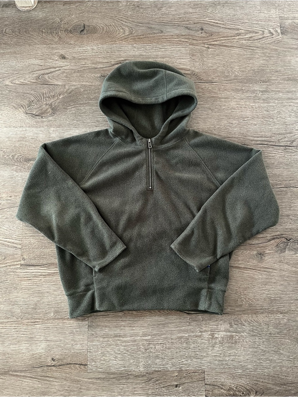 Kit and Ace Men's Olive Zip-Up Hooded Fleece